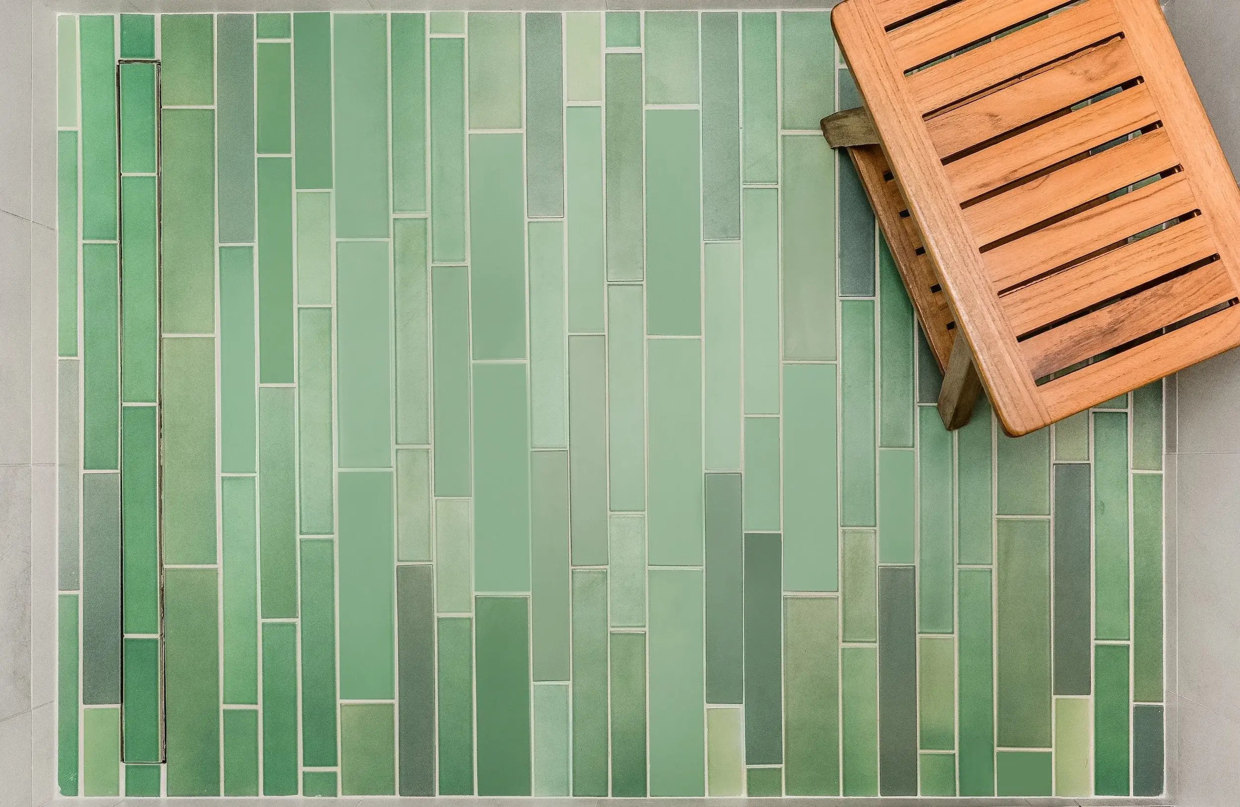 GREEN+TILE+LINEAR+SHOWER+DRAIN