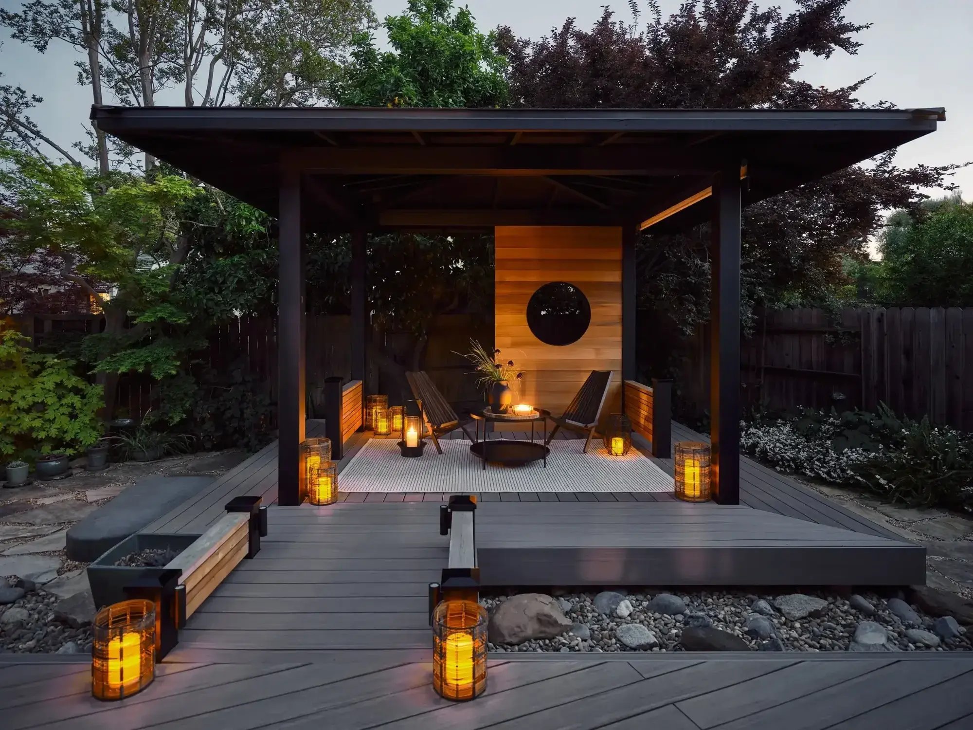 Nighttime Entertaining Space Backyard Gazebo in Central Davis