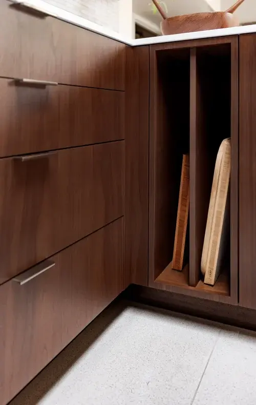 BLACK+WALNUT+BUILT-IN+CUTTING+BOARD+CABINET