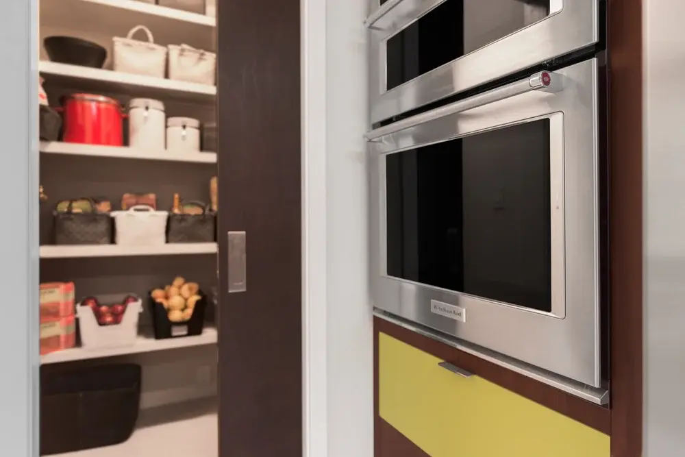 WALNUT+POP+YELLOW+DOUBLE+OVEN+PANTRY